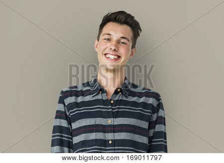 Portrait of Young Adult Caucasian Man Smiling Isolated