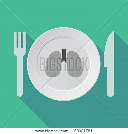 Long Shadow Tableware With  A Healthy Human Lung Icon