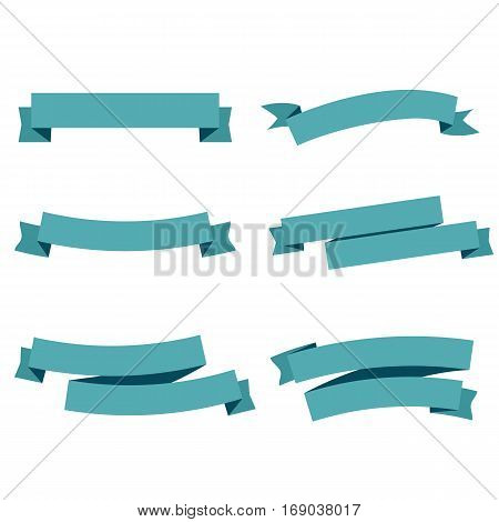 Blue ribbon collection. Vector illustration. Isolated on white.