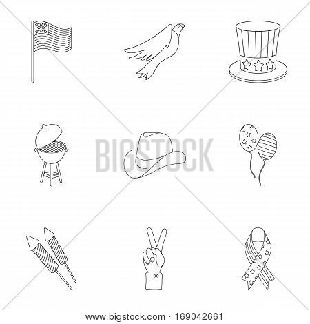 Patriot Day set icons in outline style. Big collection of Patriot Day vector symbol stock