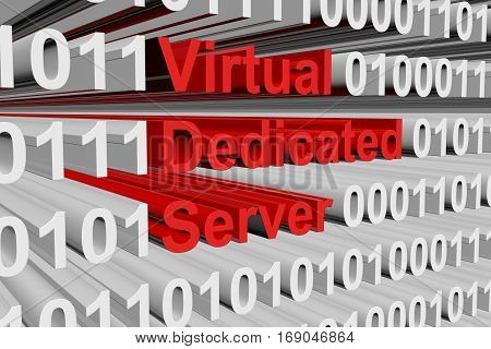 virtual dedicated server as binary code 3D illustration