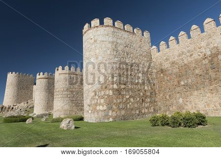 Avila (Castilla y Leon Spain): the famous medieval walls surrounding the city