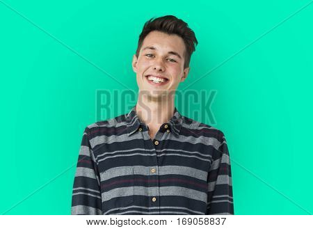 Portrait of Young Adult Caucasian Man Smiling Isolated