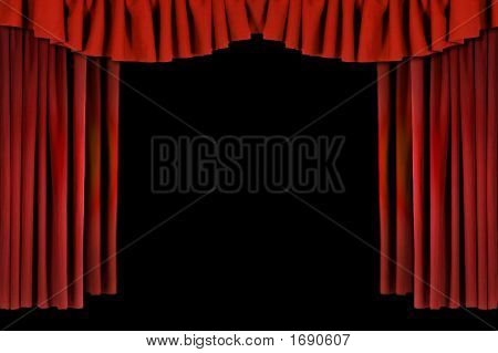 Rode Horozontal gedrapeerd theater gordijnen