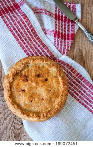 Flacky Dough Pie With Meat And Vegetables