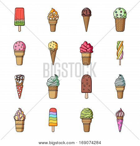 Ice cream set icons in cartoon design. Big collection of ice cream vector symbol stock illustration
