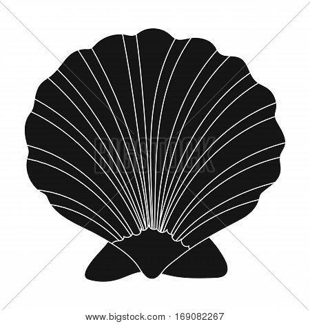 Prehistoric seashell icon in black design isolated on white background. Dinosaurs and prehistoric symbol stock vector illustration.