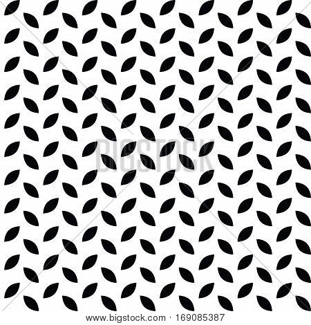 Geometric  Monochrome Abstract Seamless Pattern With Leafage
