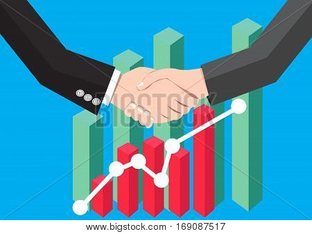 Businessman handshaking Deal Partnership and Graph background
