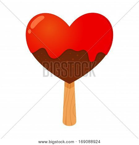 Vector stock of a heart shaped chocolate ice cream with a stick