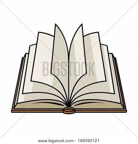 Opened book icon in cartoon design isolated on white background. Books symbol stock vector illustration.