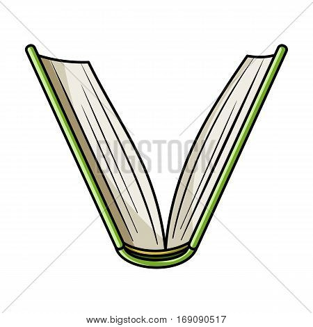 Opened book icon in cartoon design isolated on white background. Books symbol stock vector illustration.