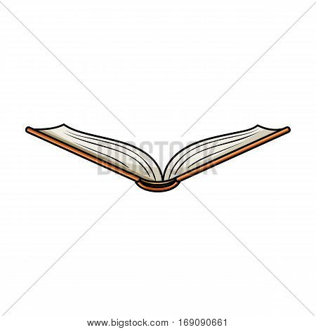 Opened book icon in cartoon design isolated on white background. Books symbol stock vector illustration.