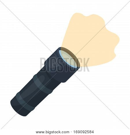 Flashlight icon in cartoon design isolated on white background. Police symbol stock vector illustration.