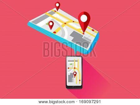 Vector Mobile Gps Navigation Technology on Smartphone