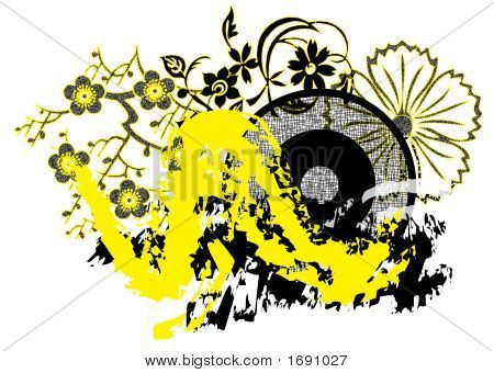 Prorostlý žlutými a černými Grunge Design Element