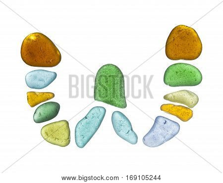 sea glass letters isolated on white background