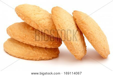 stacked short pastry cookies isolated on white background