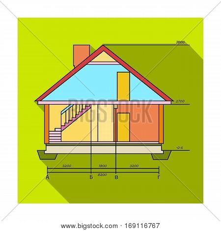 Technical drawing of house icon in flat design isolated on white background. Architect symbol stock vector illustration.