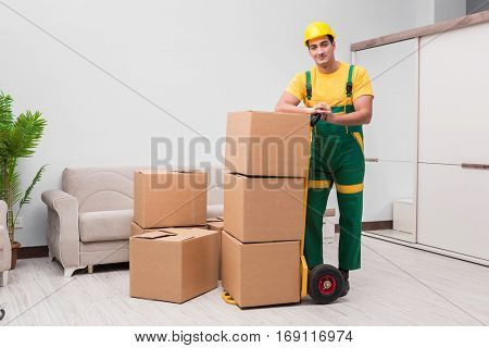 Man delivering boxes during house move