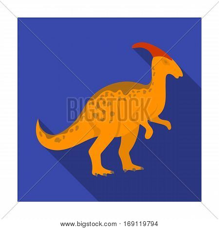 Dinosaur Parasaurolophus icon in flat design isolated on white background. Dinosaurs and prehistoric symbol stock vector illustration.