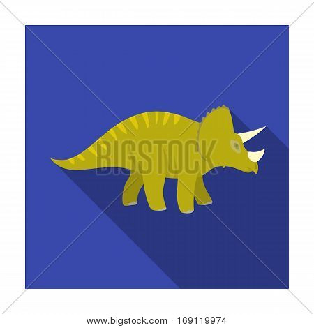 Dinosaur Triceratops icon in flat design isolated on white background. Dinosaurs and prehistoric symbol stock vector illustration.