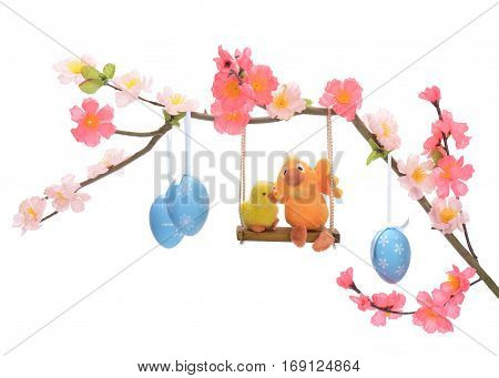 Easter chick ei grass basket nest flower swing friends big small decorative animal lugged