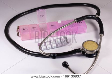 Medical devices tablets on a white background