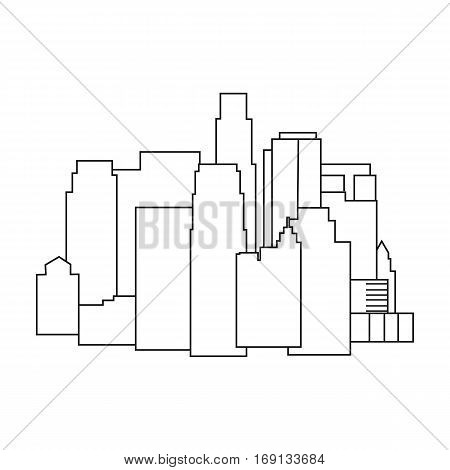 Megalopolis icon in outline design isolated on white background. Architect symbol stock vector illustration.