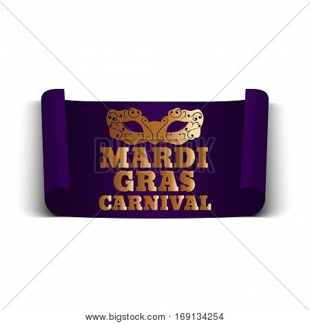 Mardi Gras banner with mask on a white background