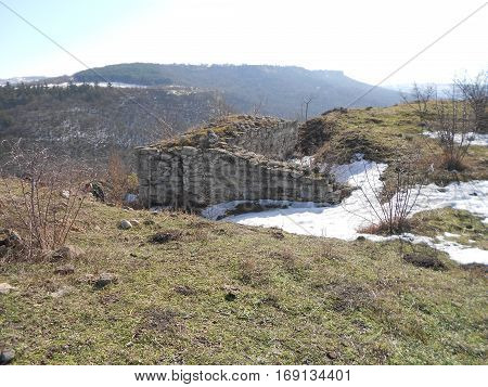 walk along the fortress Petricha Bulgaria in spring