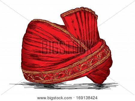 Indian Traditional Headgear Pagdi Detailed Vector Illustration