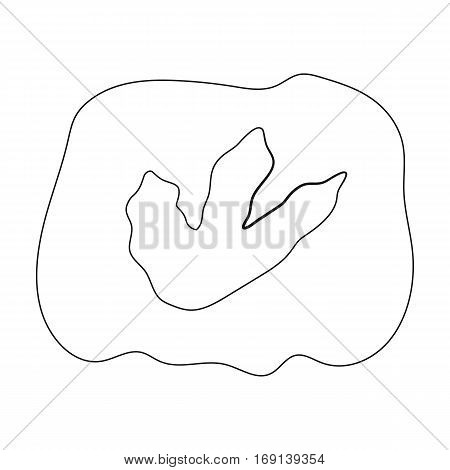 Rock with dinosaur footprint icon in outline design isolated on white background. Dinosaurs and prehistoric symbol stock vector illustration.