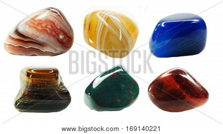 agate semigem geode crystals geological mineral isolated collage