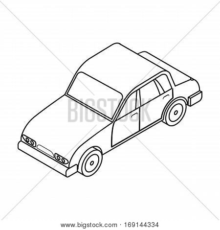 Car icon in outline design isolated on white background. Transportation symbol stock vector illustration.