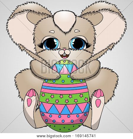 vector illustration Easter bunny and colored eggs, children s cute animal