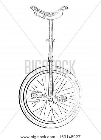Isolated outline of a monocycle, Vector illustration