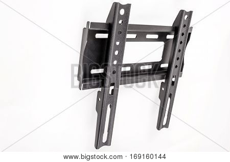 Black bracket for TV on a white background isolation