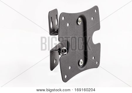 Black bracket for TV on a white background isolation