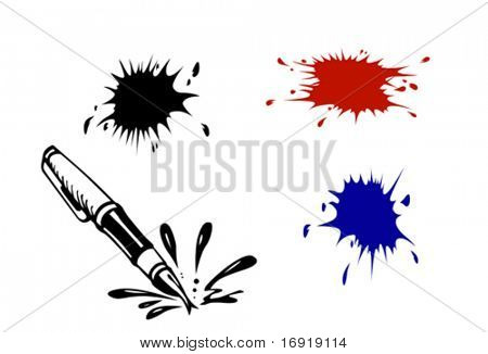 Vector inkblots variopinte su sfondo bianco