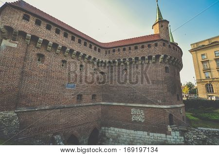 Krakow Barbican in city of Krakow Poland