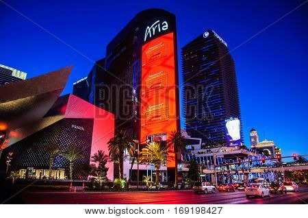 Las Vegas, Nevada, USA - June 27, 2014: Famous Aria Hotel in Las Vegas