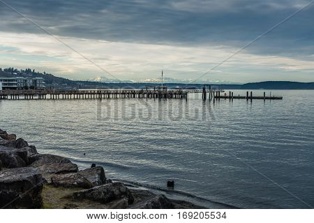 A view of the Olympic Mountains from the Ruston area of Tacoma.