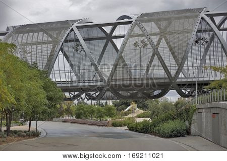Perrault bridge, modernist bridge located in Madrid river