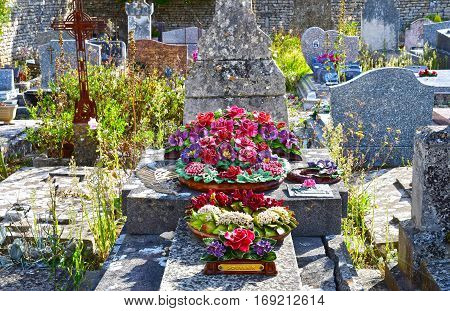 Loix France - september 26 2016 : the cemetery