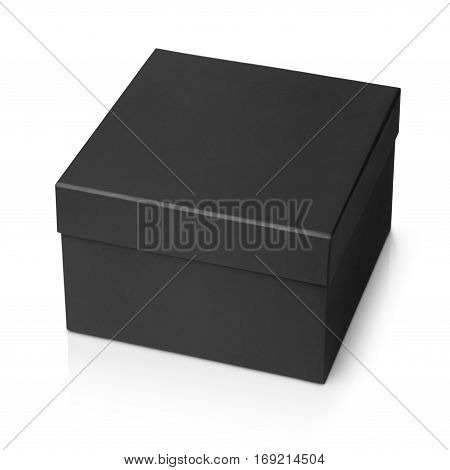 One black shoe square box isolated on white background with clipping path