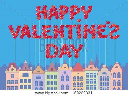 Happy Valentine's Day. Valentine's day balloons. Color vector illustration.
