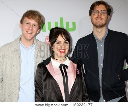 PASADENA - JAN 7:  Josh Thomas, Emily Barclay, Thomas Ward at the HULU TCA Winter 2017 Photo Call at the Langham Hotel on January 7, 2015 in Pasadena, CA