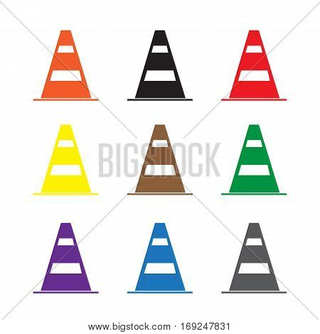 set construction barrier icon on white background. construction barrier sign.