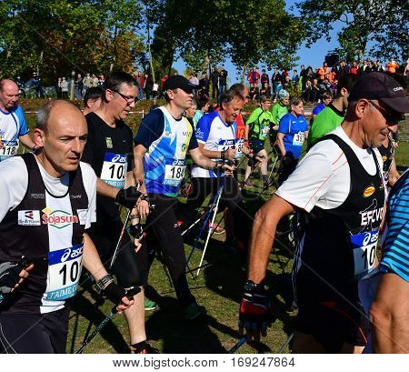 Verneuil sur Seine France - october 22 2016 : the second Championship of nordic walking of France